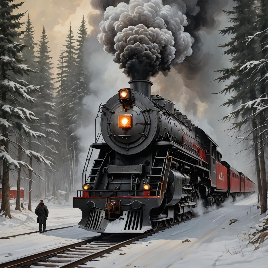 Sinister Canadian Pacific Engine, Fantasy Art