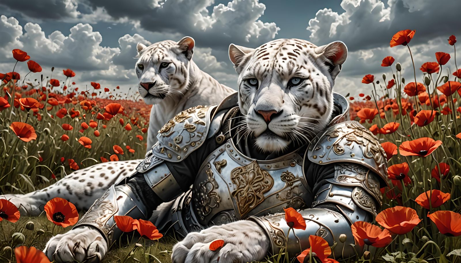 Panther Warrior King's Last Stand in Poppy Field