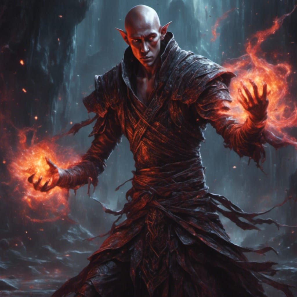 Warrior Monk vs. Mind Flayer in Gritty Style