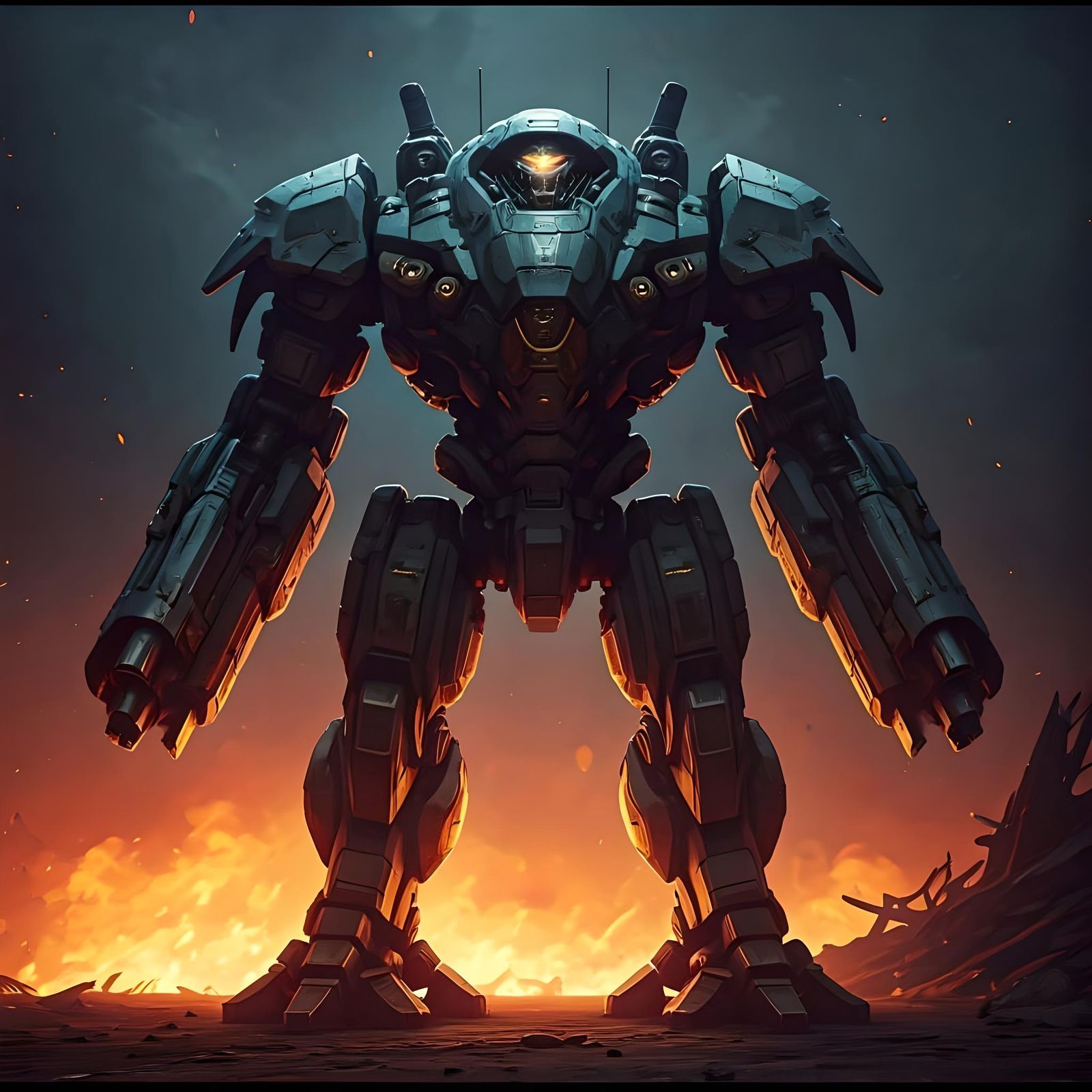 Detailed Mech Rendered with Dynamic Lighting