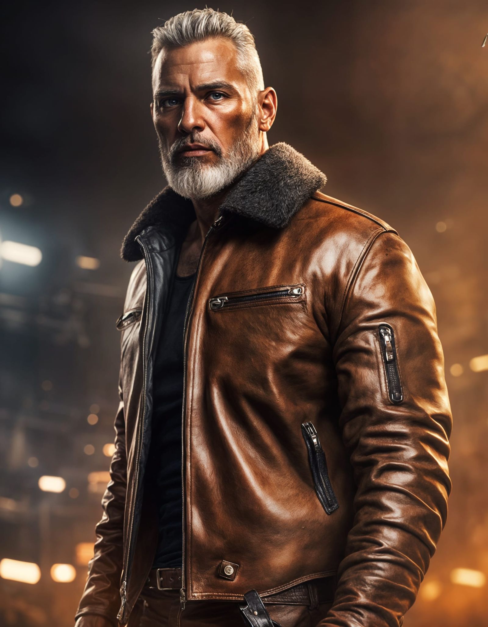 Chiseled Male Form in Leather Jacket