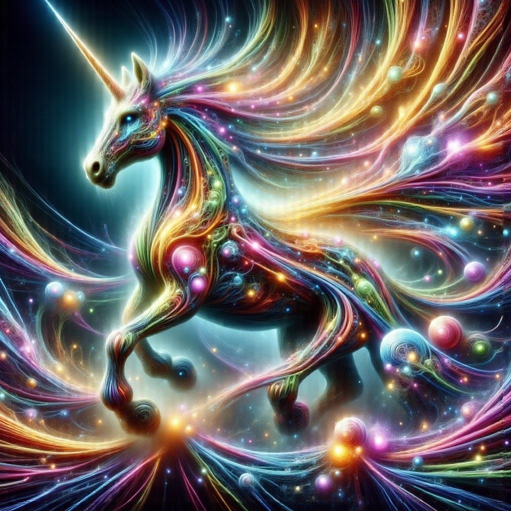 Majestic Unicorn in Whimsical Forest, Digital Art