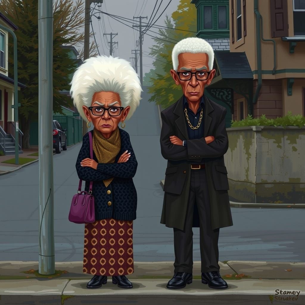 Elderly African American Couple Posing Outdoors