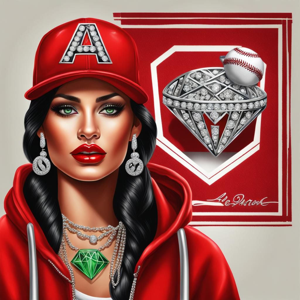 Airbrushed Portrait of a Latina Woman with Diamonds