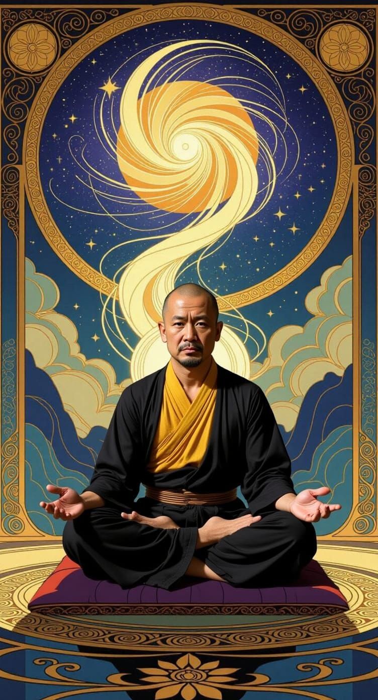 Realistic Photo of Bald Japanese Monk