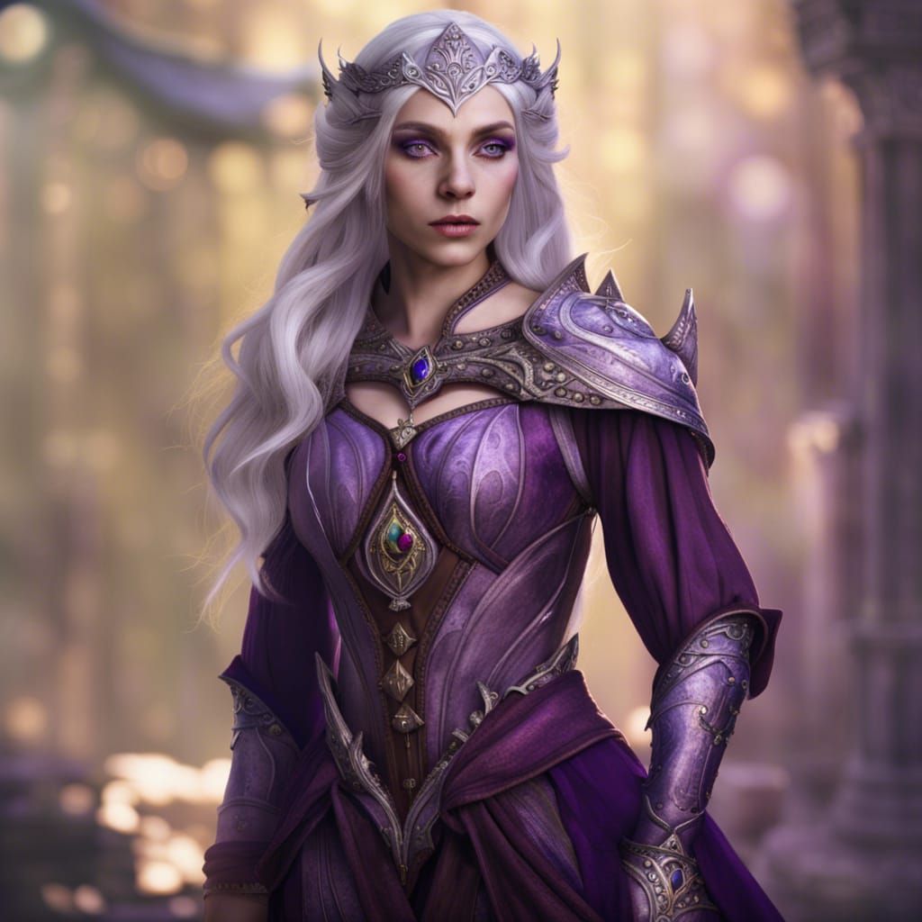 Medieval Elf Woman with Amethyst, Fantasy Art