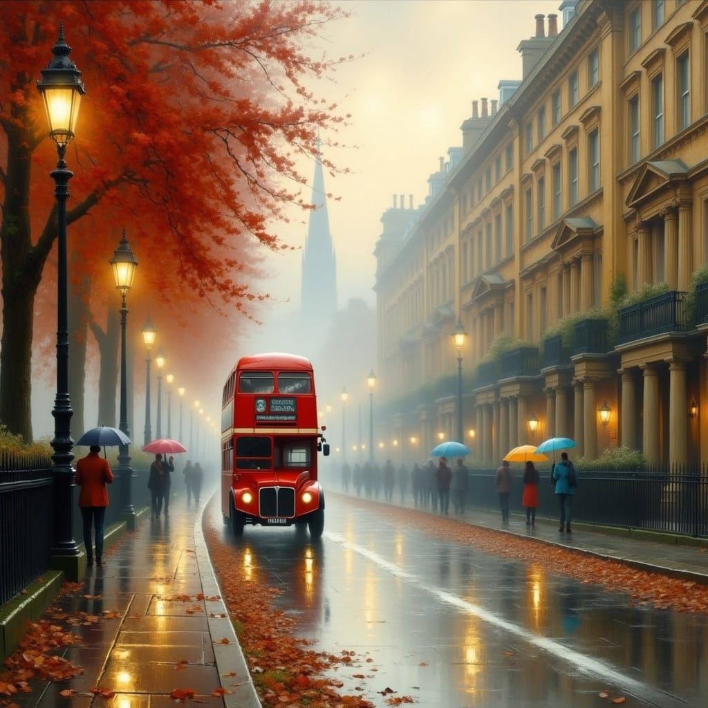 Picturesque London Street in Autumn Light