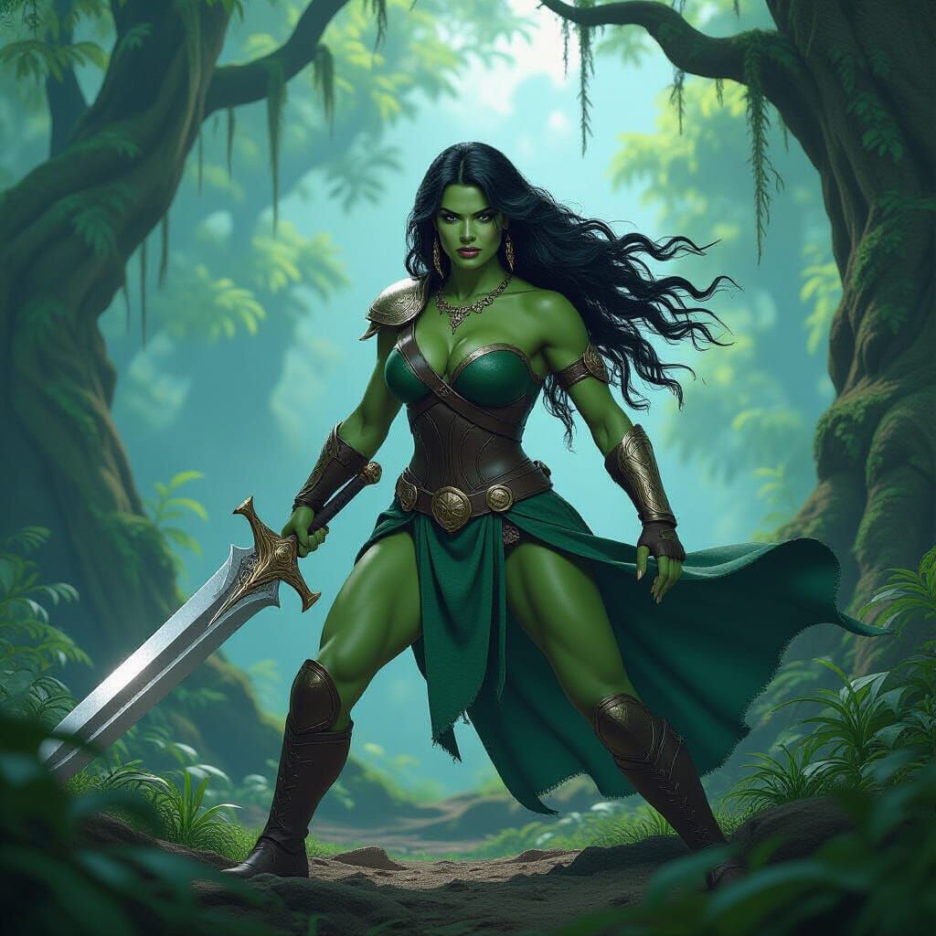 She Hulk as Xena: Mythical Forest Warrior Princess
