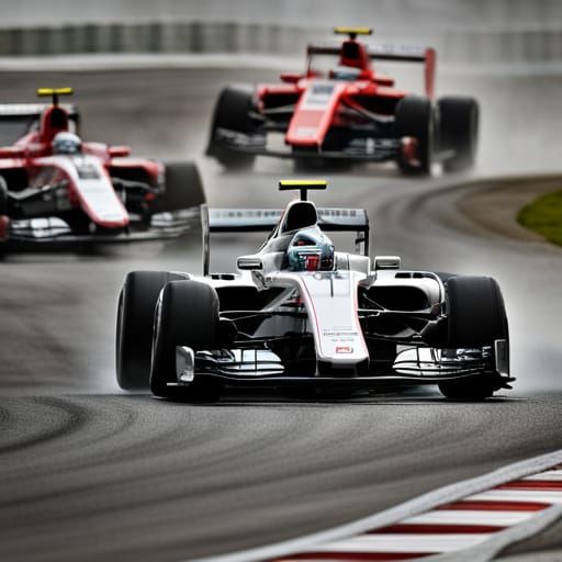 Formula One Race with Cars Overtaking in 8K