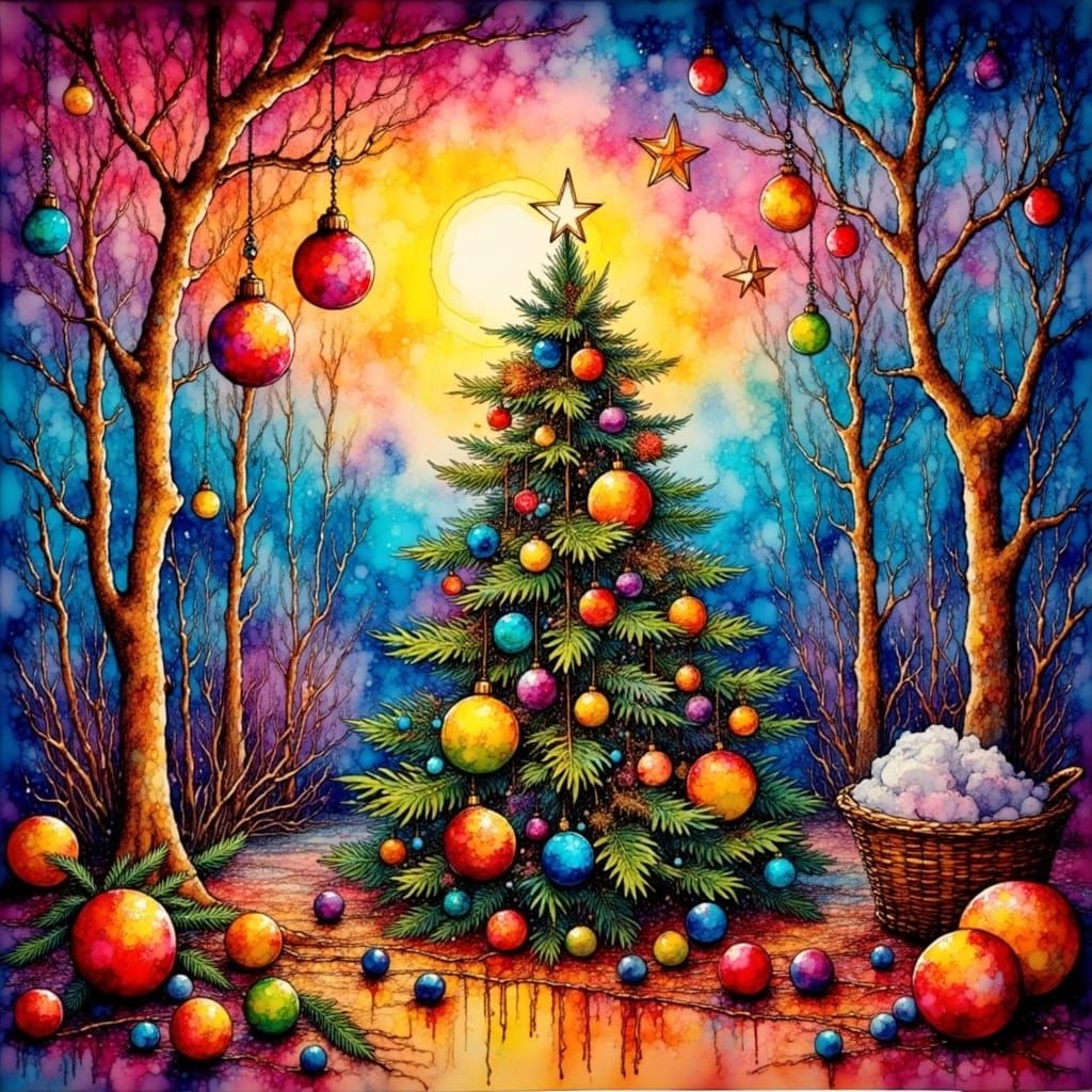 Dreamlike Christmas Tree in Salvador Dali Style