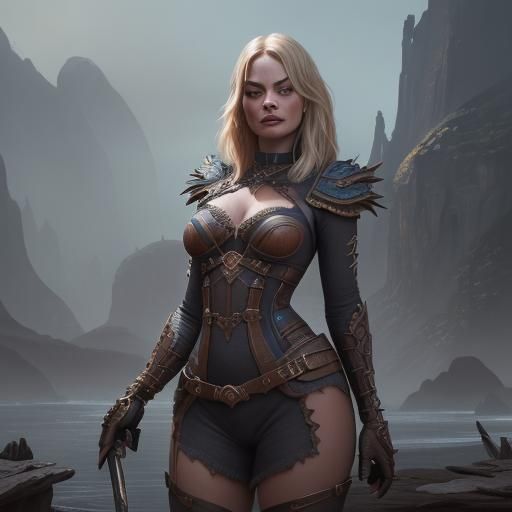 Detailed Matte Painting of Margot Robbie