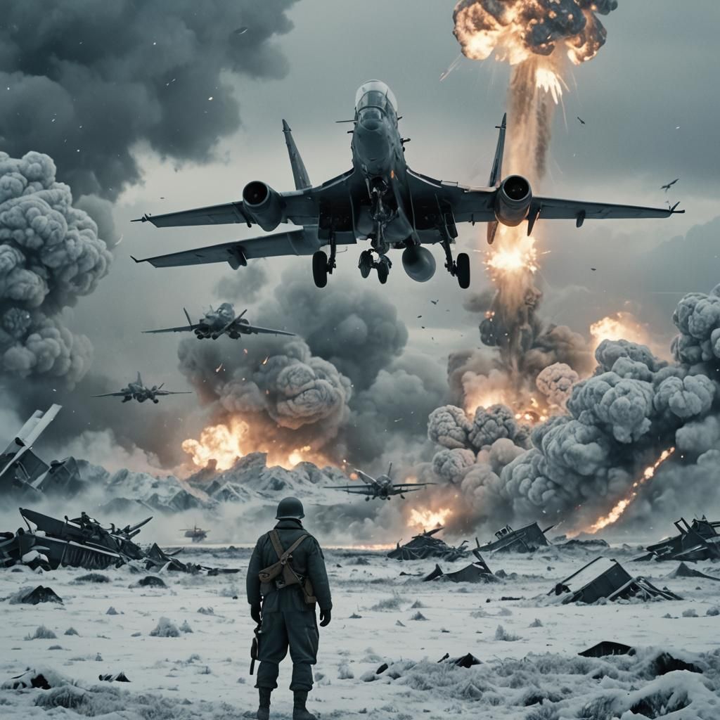 Soldier on Snowy Battlefield in Cinematic Style