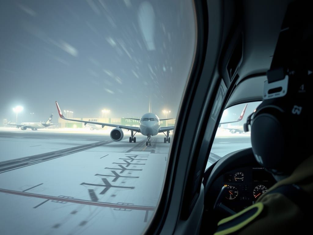 Pilot Lands Plane in Low Visibility Snowy Conditions