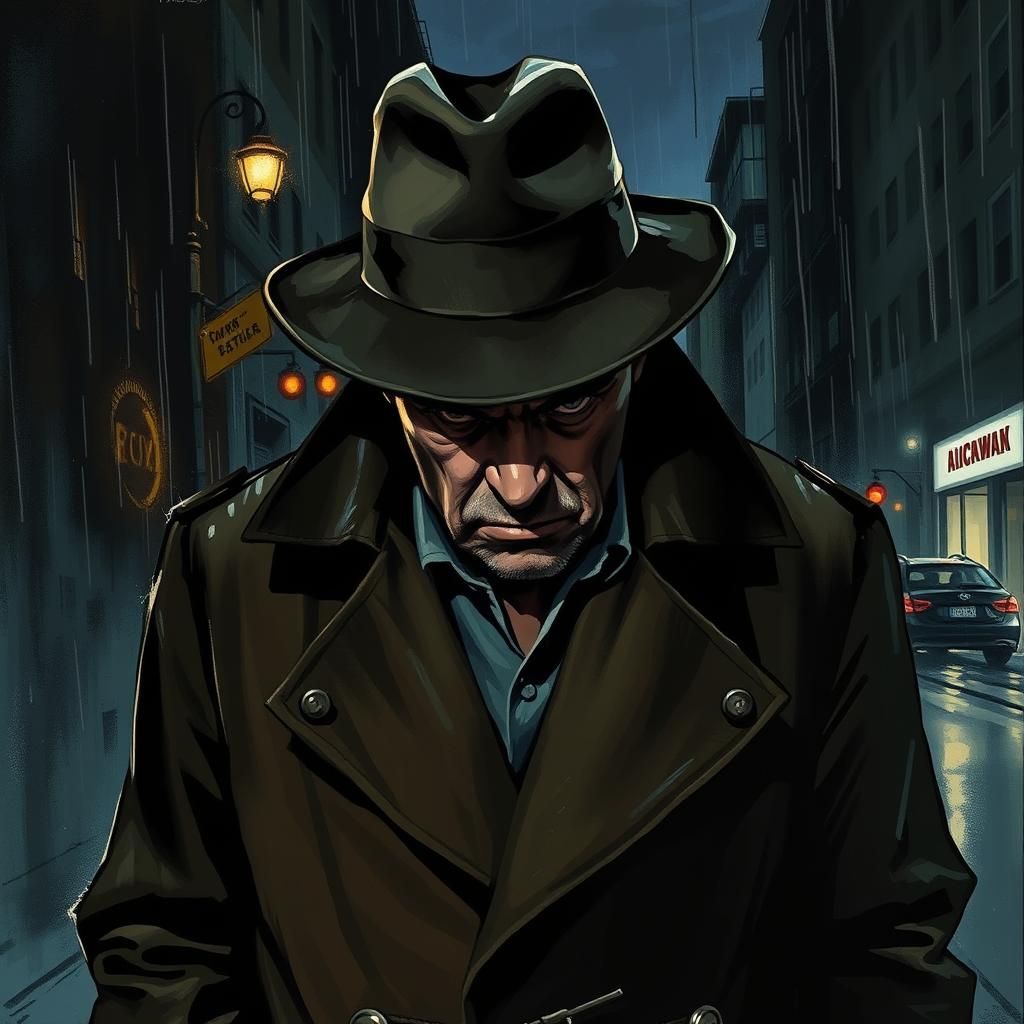 Gritty Film Noir Portrait of a Bespectacled Man