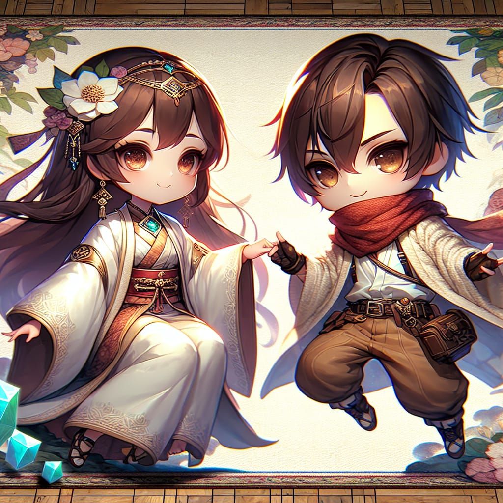 Princess Leia and Han Solo, but in anime