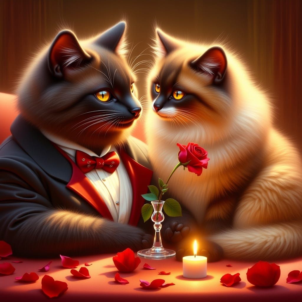 Seductive Feline Gentleman in Golden Candlelight