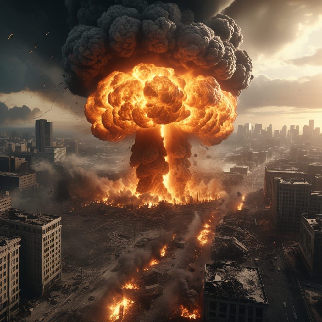 Post-Apocalyptic Cityscape Devastated by Nuclear Blast