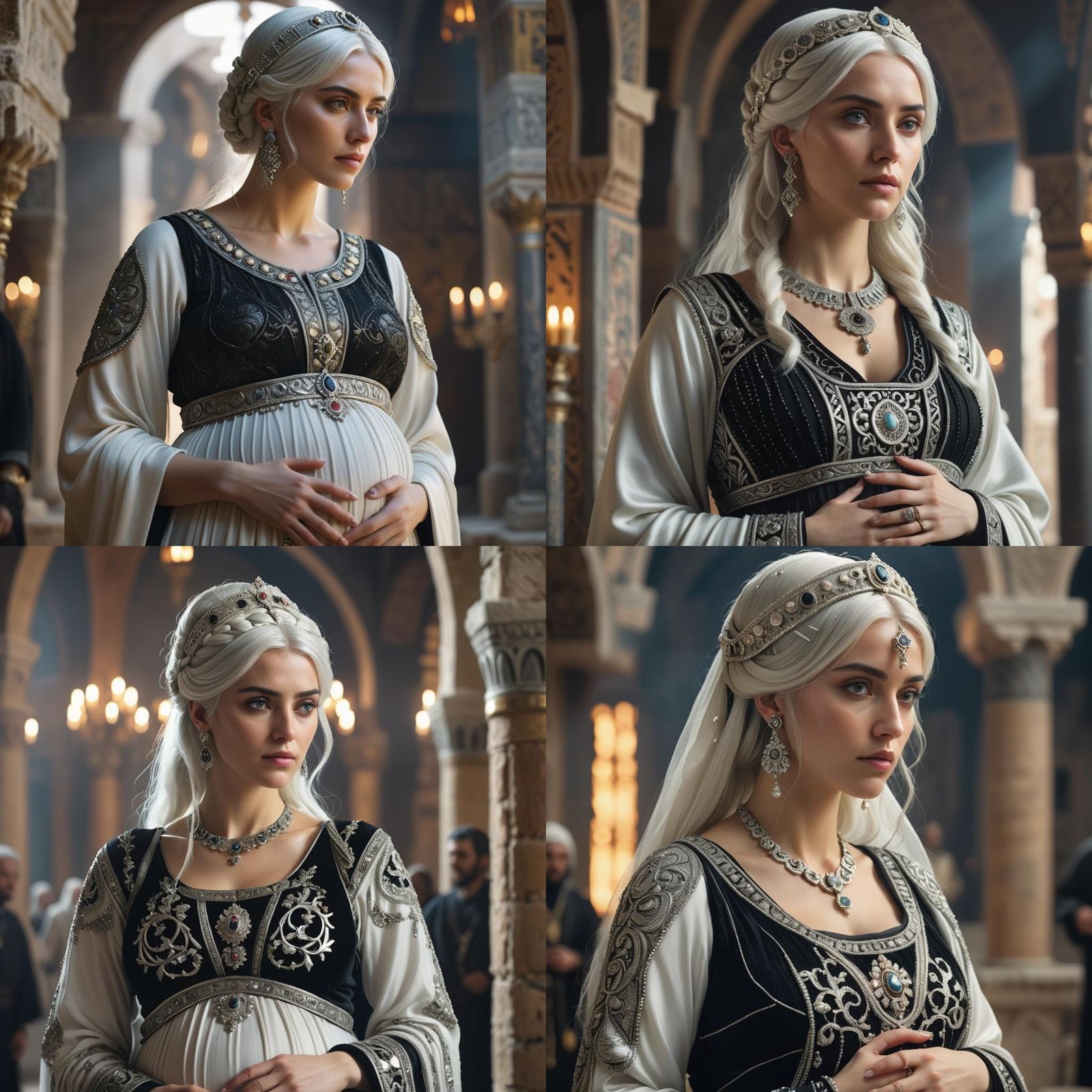 Pregnant Byzantine Noblewoman in Silver Gown