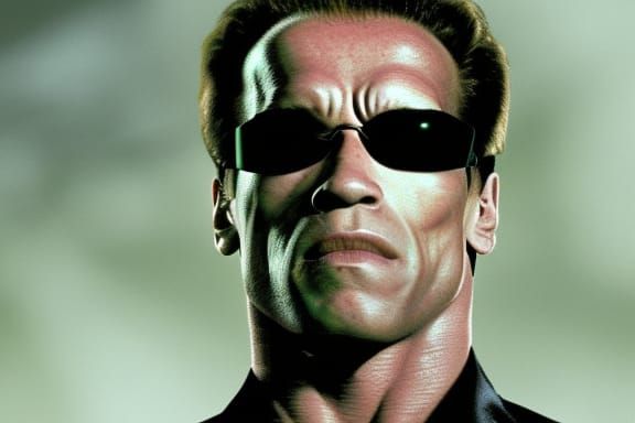 Schwarzenegger in The Matrix: AI-Generated Scene