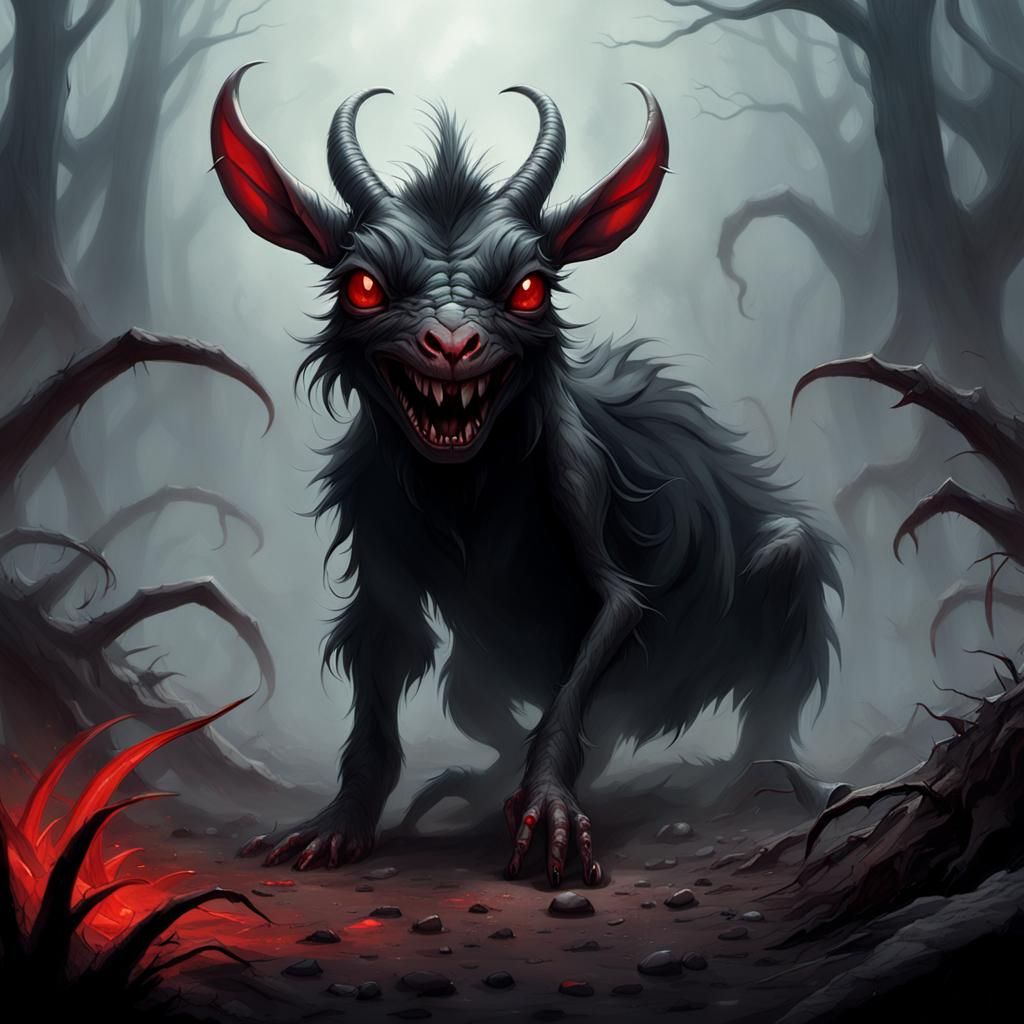 Eerie Baby Chupacabra Dark Fantasy Concept Art