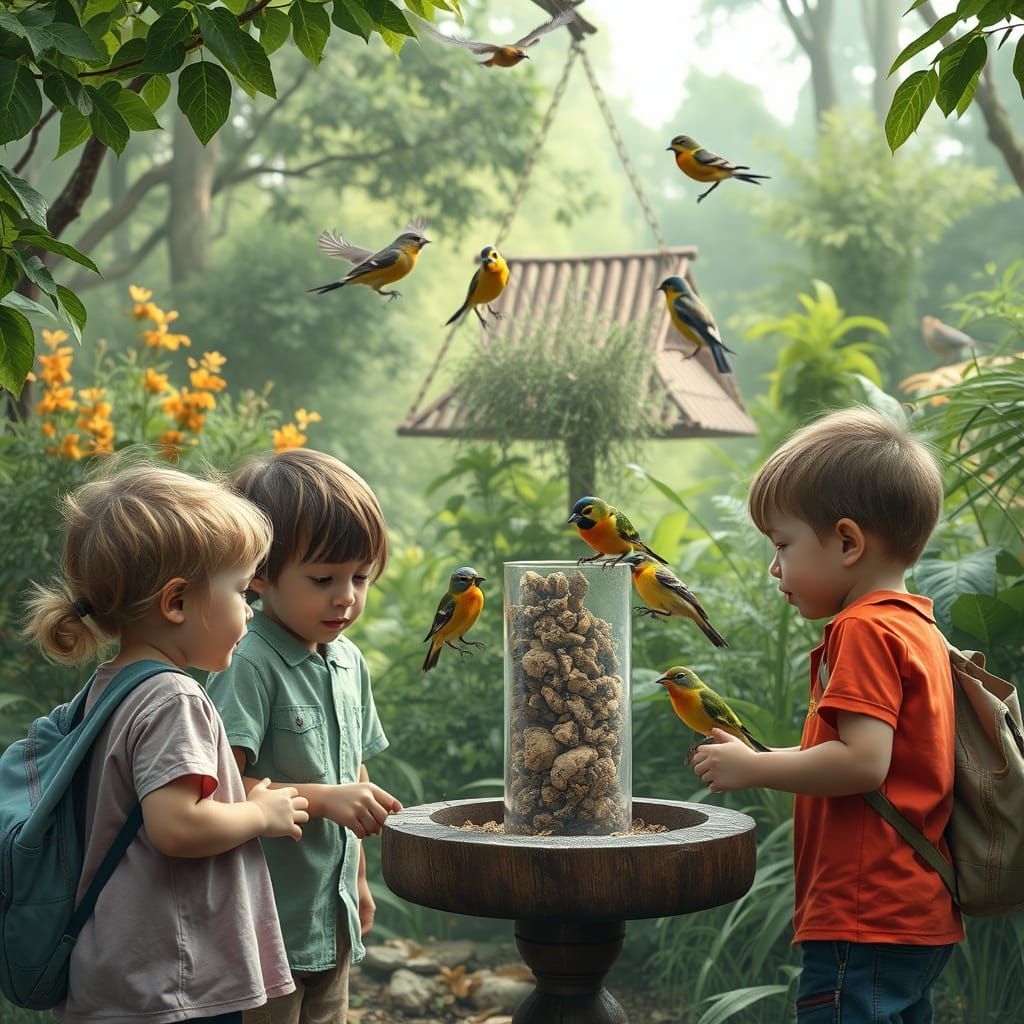 Children Meet at Abandoned Playground to Feed Birds