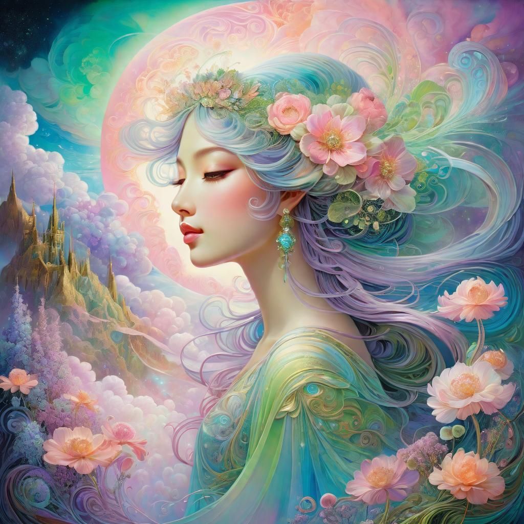 Dreamy Flower in Pastel Fantasy Digital Art