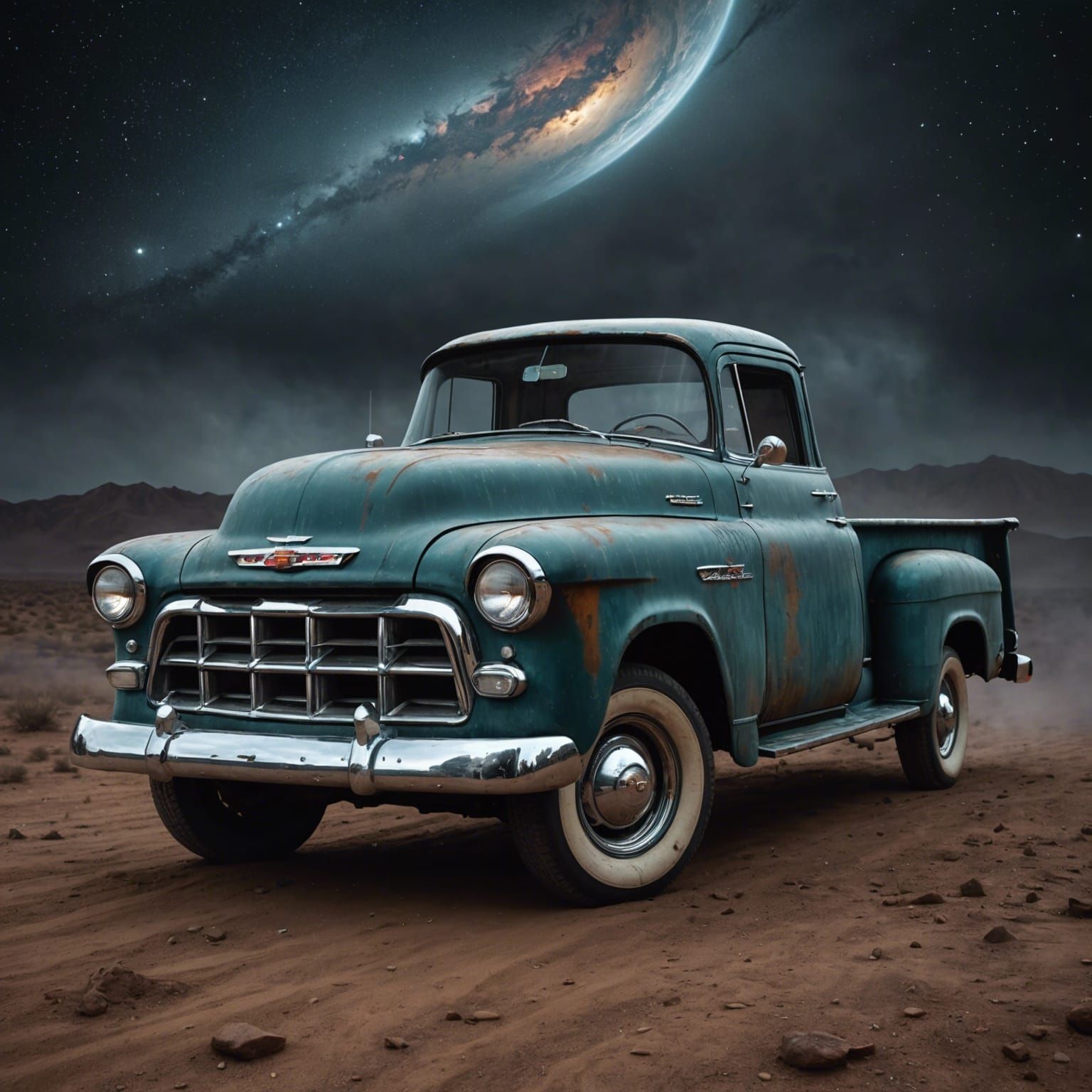 Chevrolet Pickup Truck in Space: Hyperrealistic Digital Art