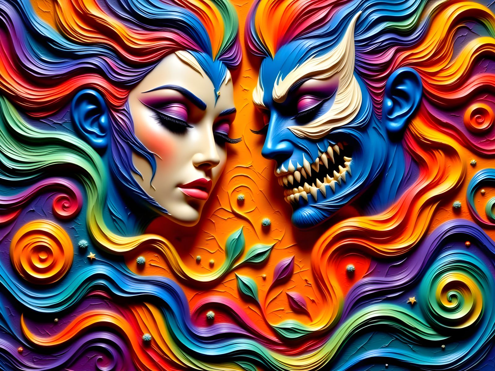 Sensual Dance with the Devil in Baroque-Inspired Impasto