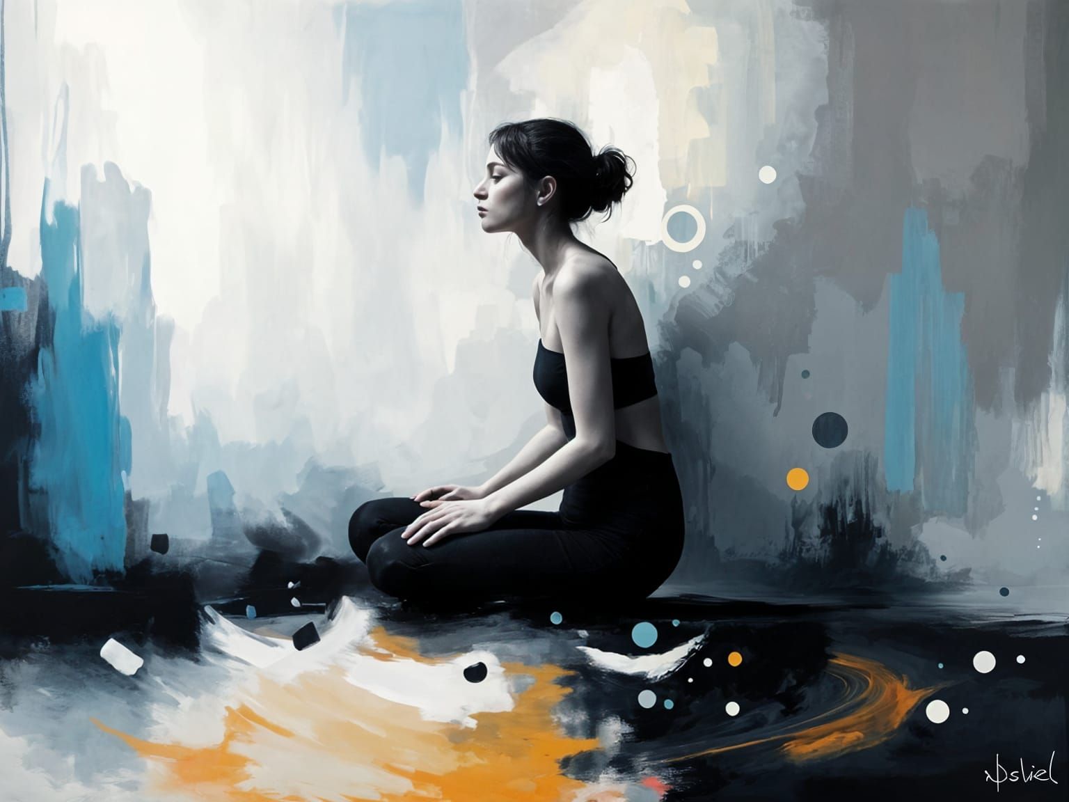 Abstract Artwork of Contemplation and Emotion