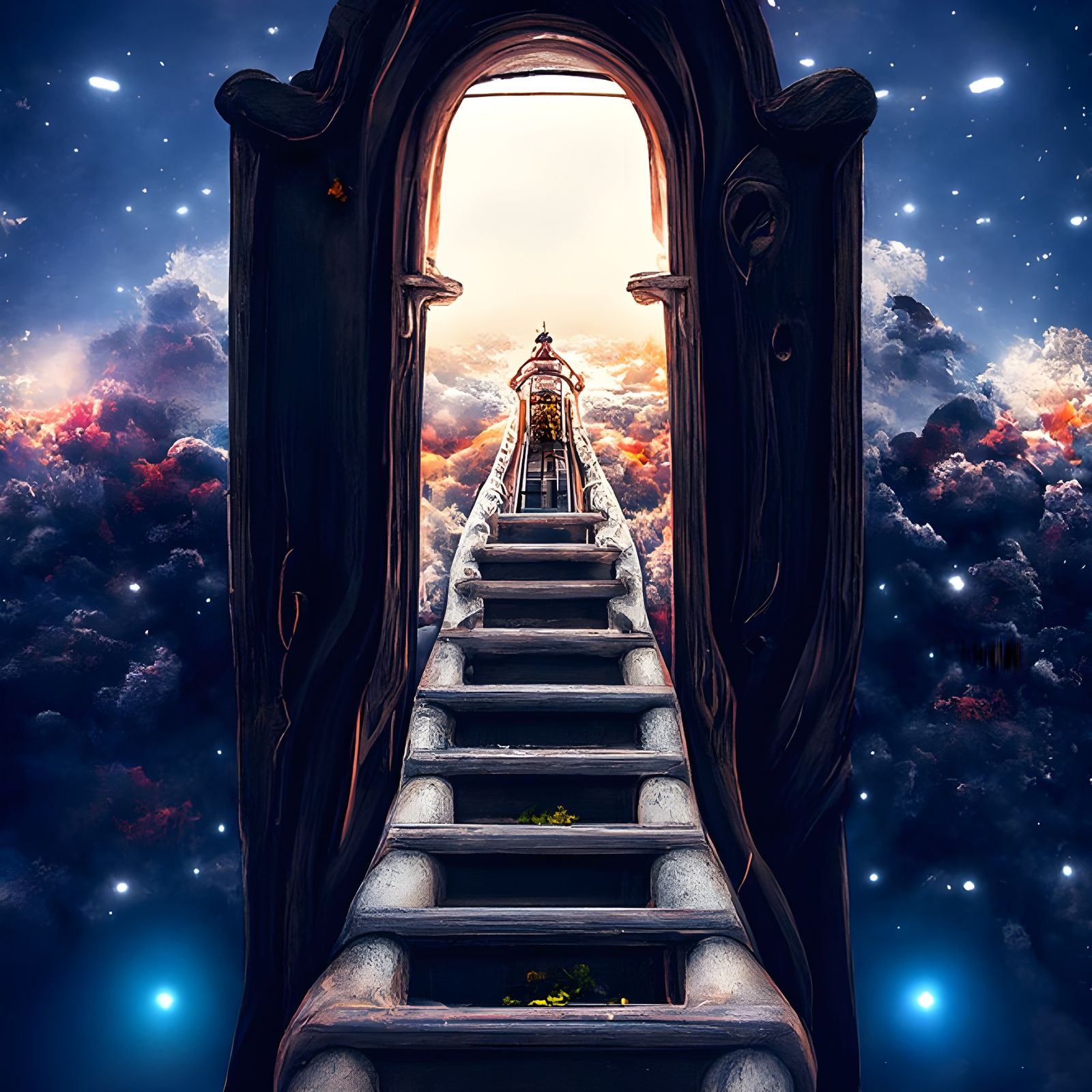 Stairway to Heaven: A 3D Digital Fantasy Illustration