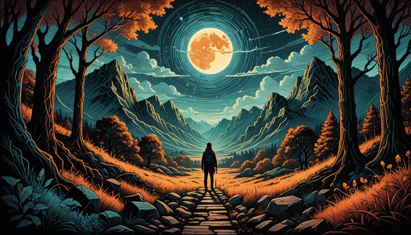 Vibrant Academic Artwork in Contrasting Colors