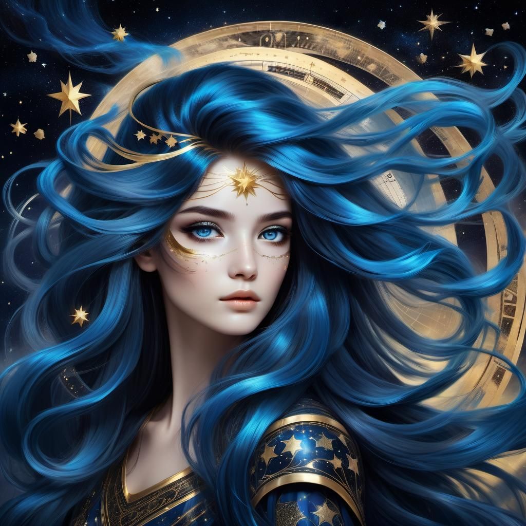 Cosmic Woman Holding Winds of Time, Digital Art