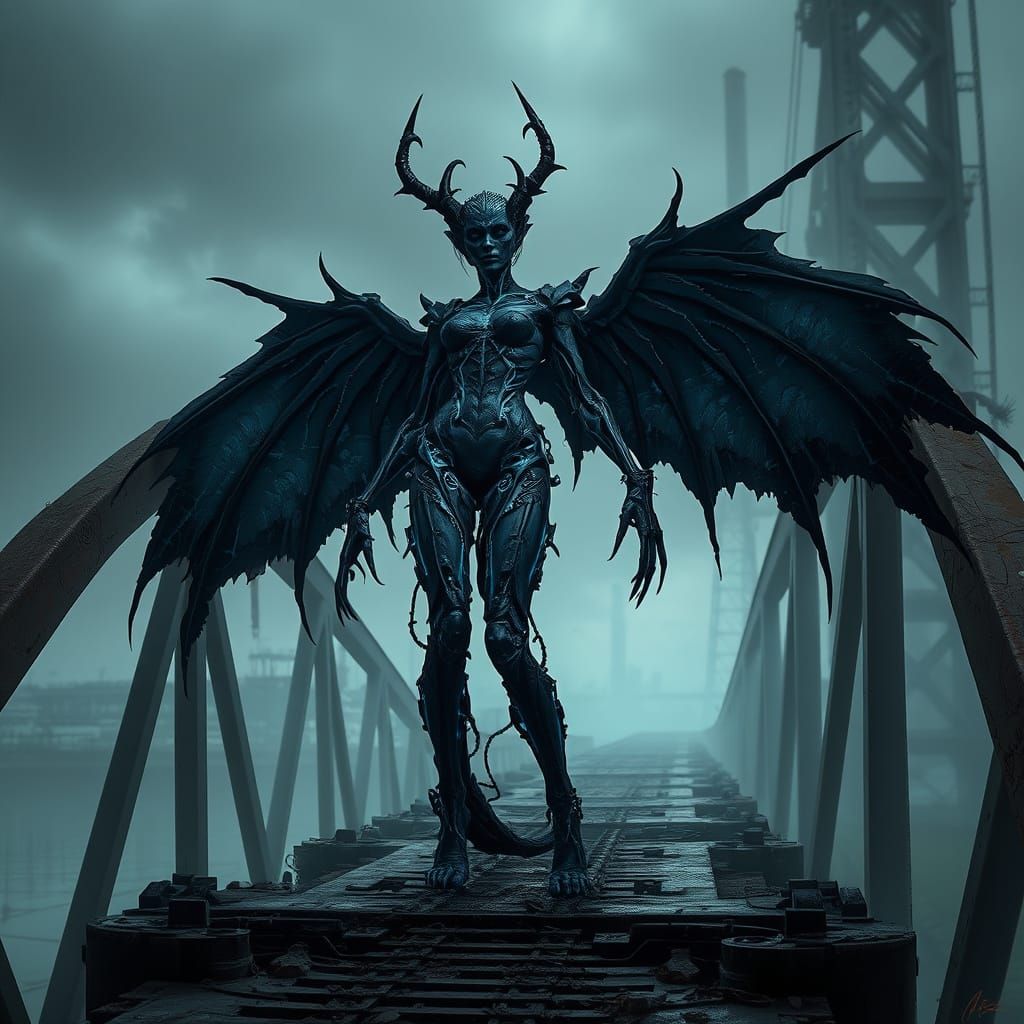 Cyber Vampire Queen Reigns Over a Haunting Industrial Landsc...