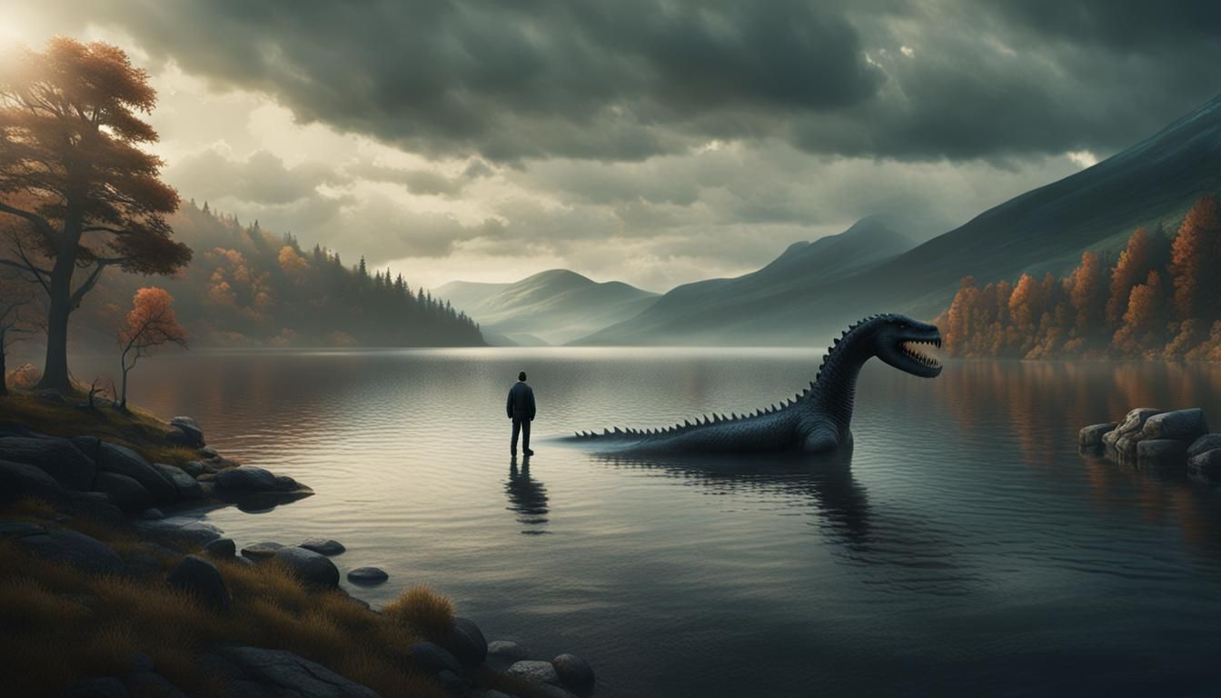 Loch Ness Monster Encounter: Detailed Matte Painting