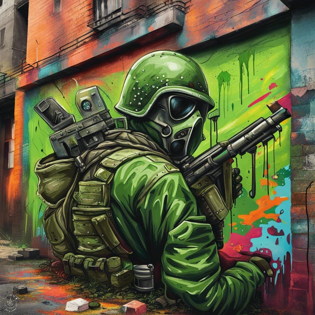 Green Arrow in World War II Graffiti Art