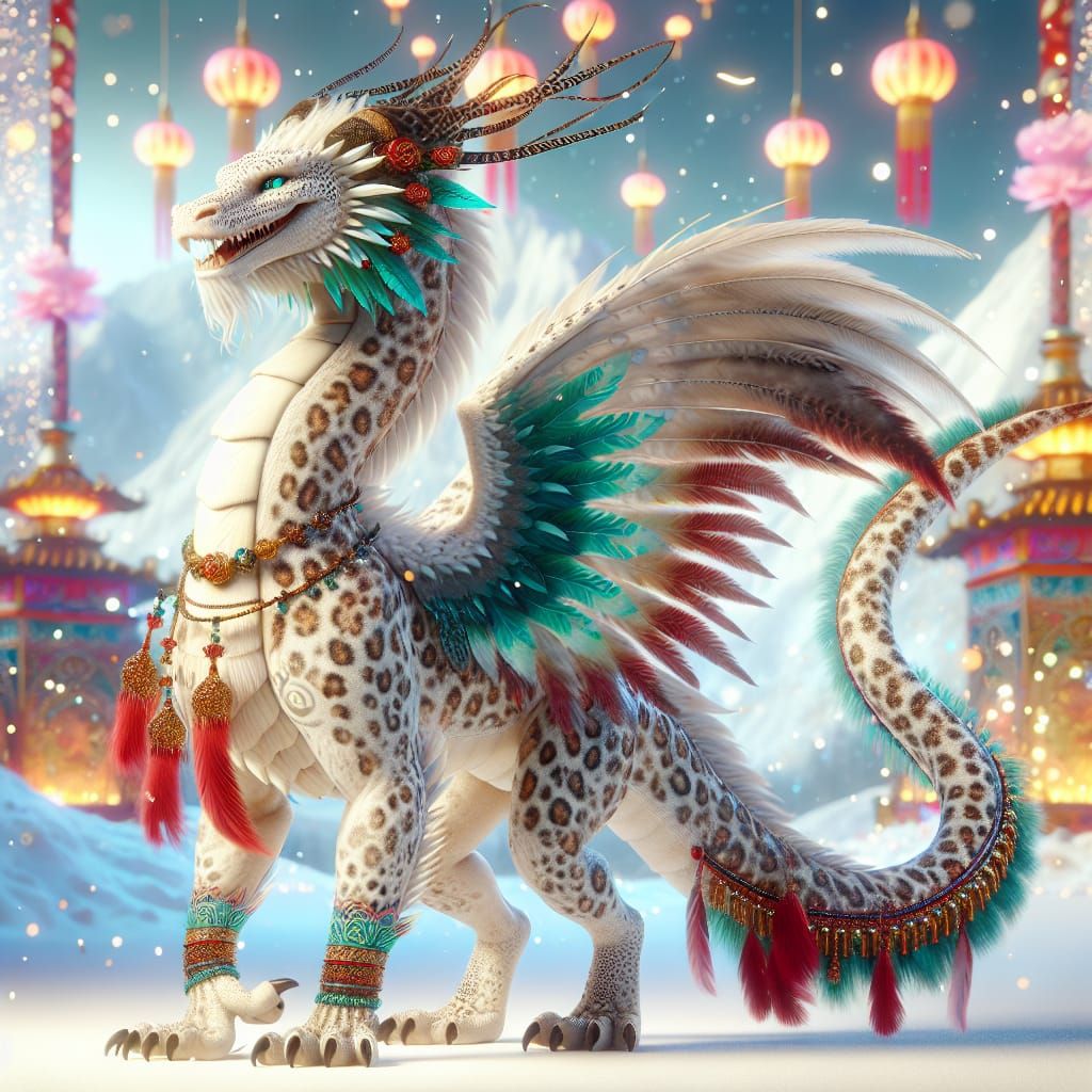 Legal Dragon with Leopard Spots and Tribal Tattoos