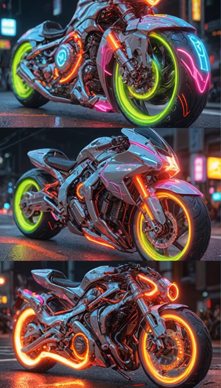 Neon Bike: 3D Anime Art in 8K