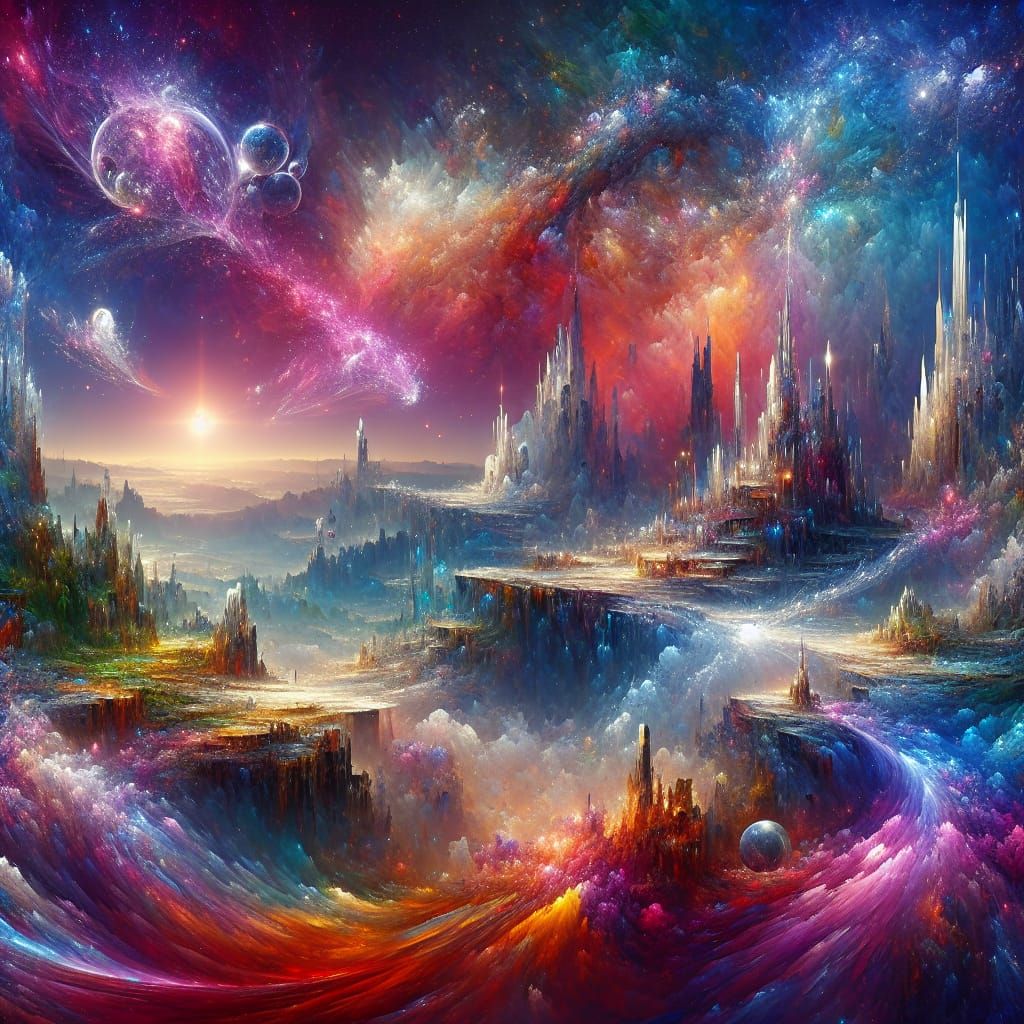 Fantastical Rainbow World: Detailed Matte Painting