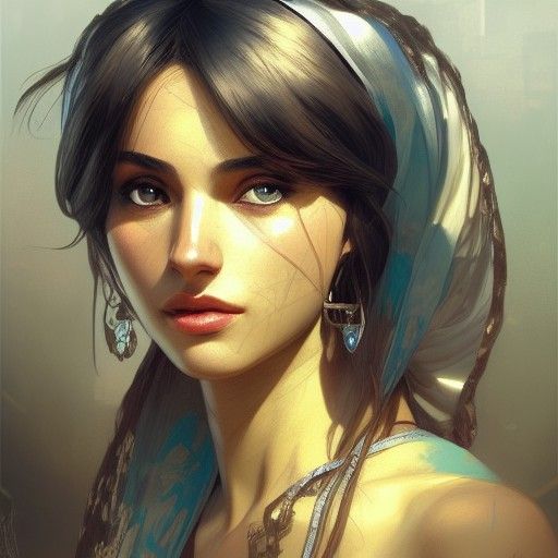 Beautiful Palestinian Portrait in Hyperdetailed Style