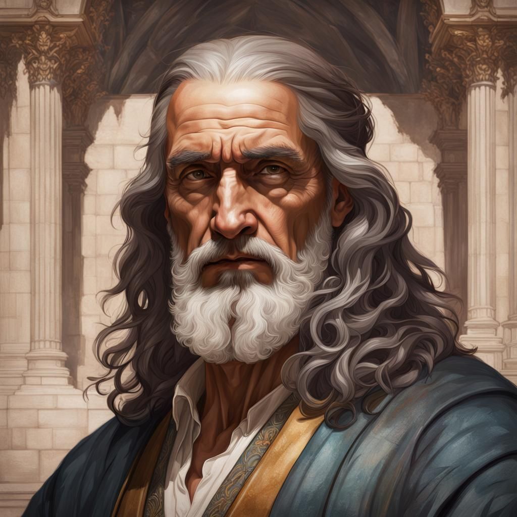 Godlike Man Portrait in Leonardo da Vinci Style