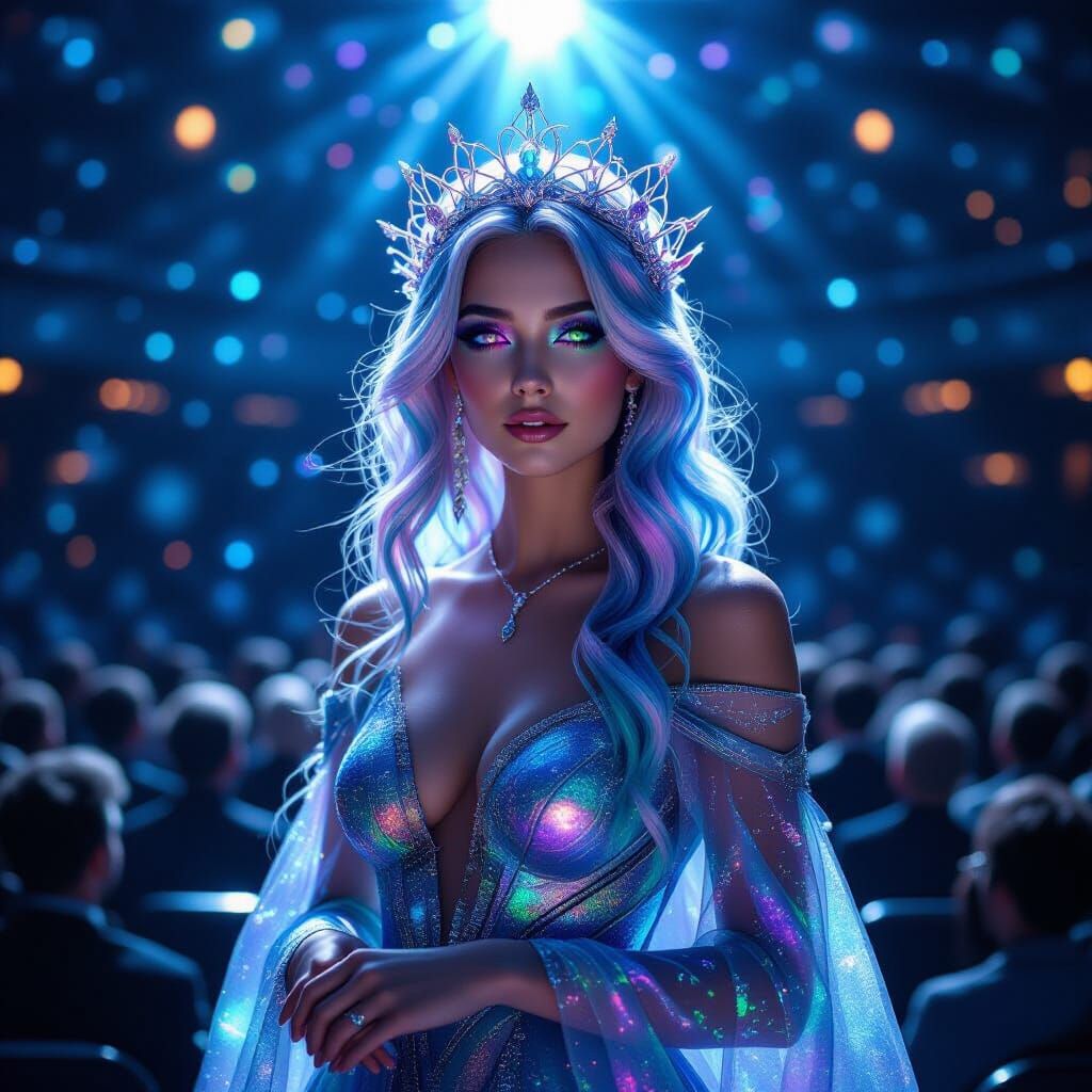 Quantum Musician with Nebula Eyes, Dark Fantasy Portrait