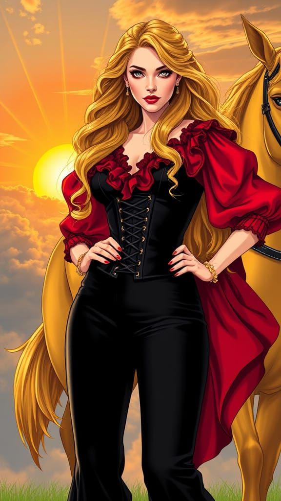 Glamorous Princess Exudes Authority in Pop-Art Style