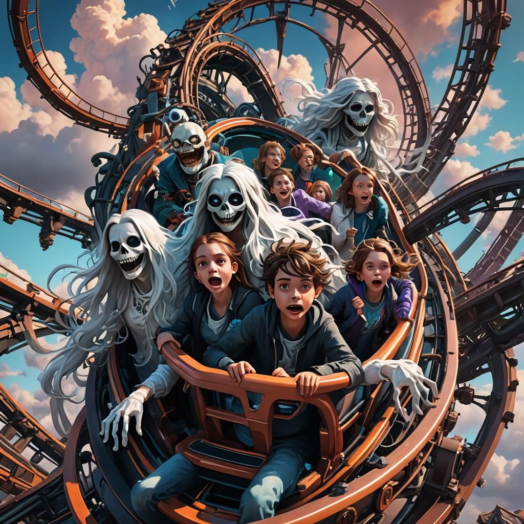 Spooky Ghost Rollercoaster in Volumetric Lighting