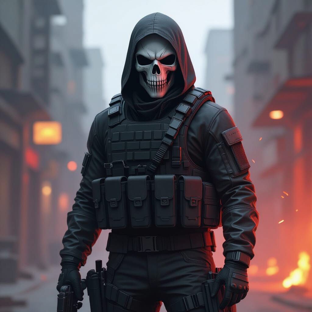 Ghost from Call of Duty in Gritty Urban Setting