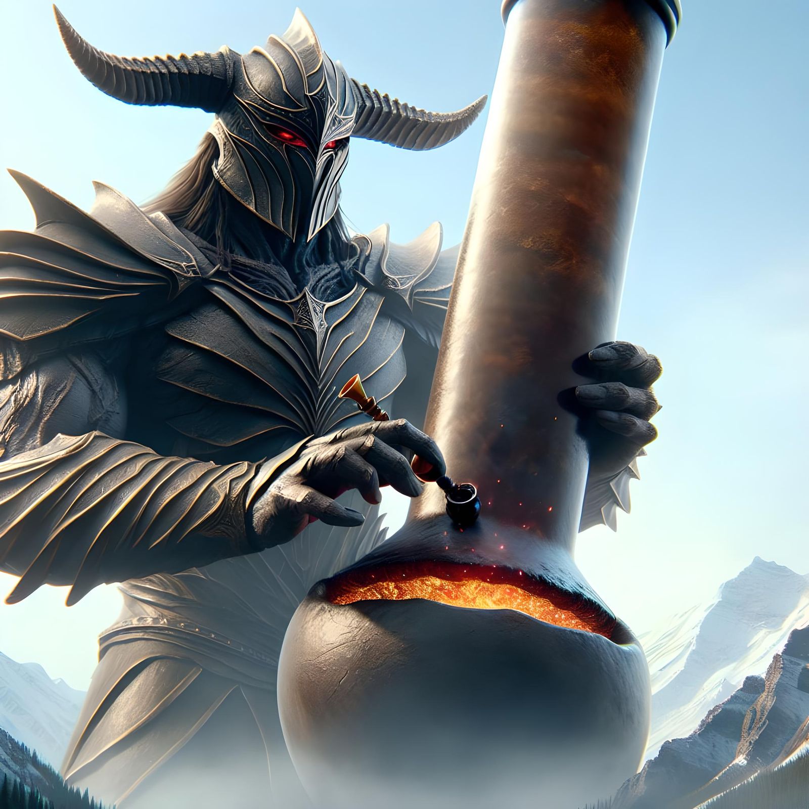 Fantasy Figure Tokes on Volcano Bong