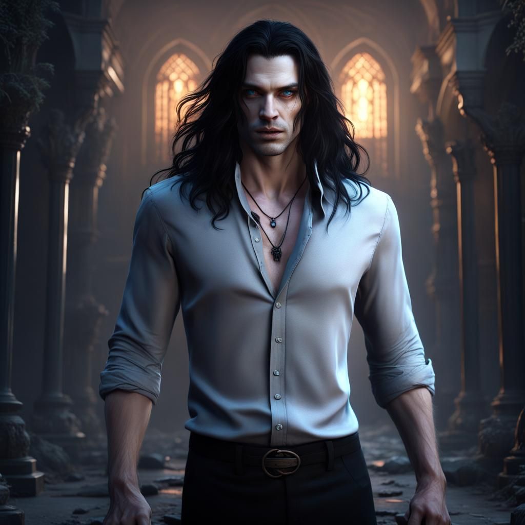 Vampire Portrait in Detailed Fantasy Art Style