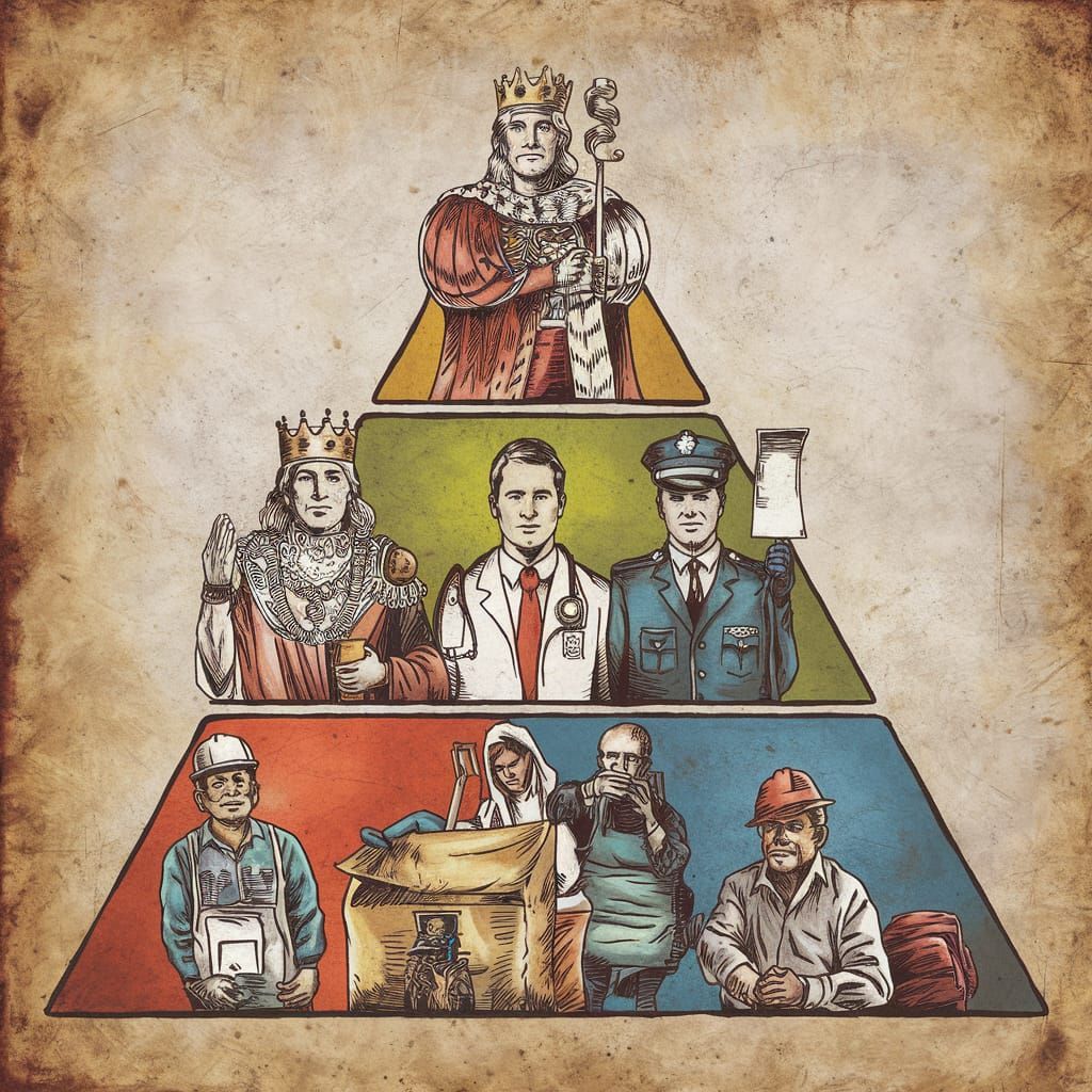 Social Hierarchy Triangle: Wealth, Middle Class, Poor