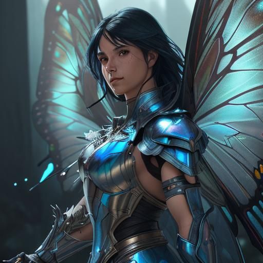 Armored Fairy Warrior with Crystal Sword