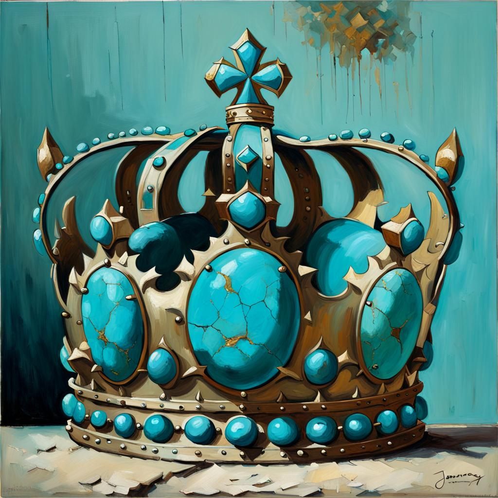 Turquoise King's Crown in Oil Paint