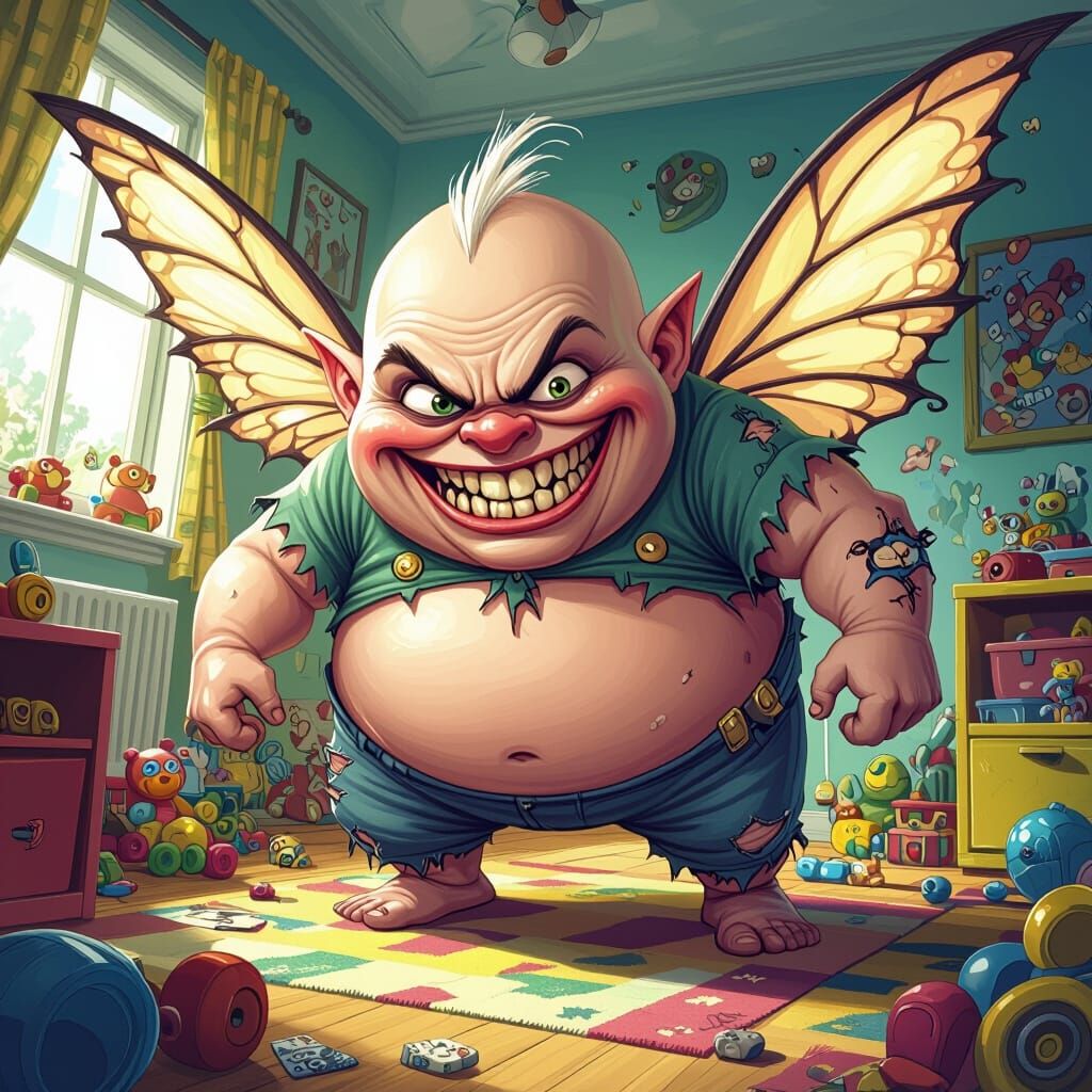 Menacing Tooth Fairy in Comic Book Style